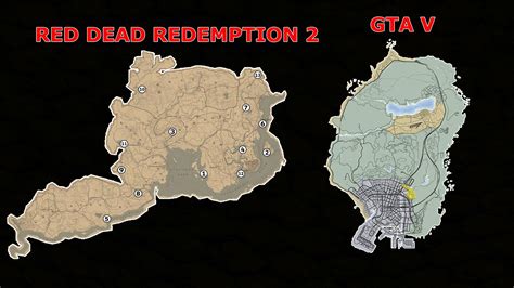 gta  map compared  red dead redemption