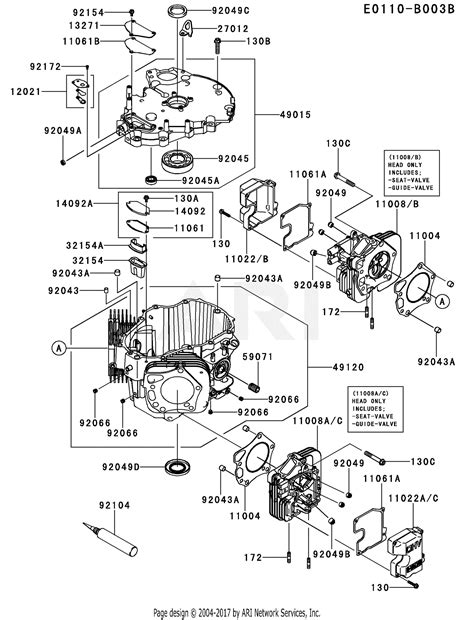 kawasaki fxtv es  stroke engine fxtv parts diagram  cylindercrankcase