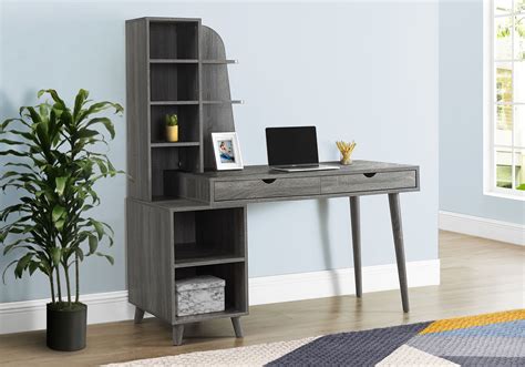 computer desk  grey  bookcase  monarch