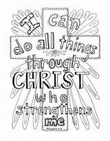 Coloring Bible Pages Philippians Verse Sheets Things School Do Christ Sunday Through 13 Kids Printable Color Scripture Verses Cross Religious sketch template