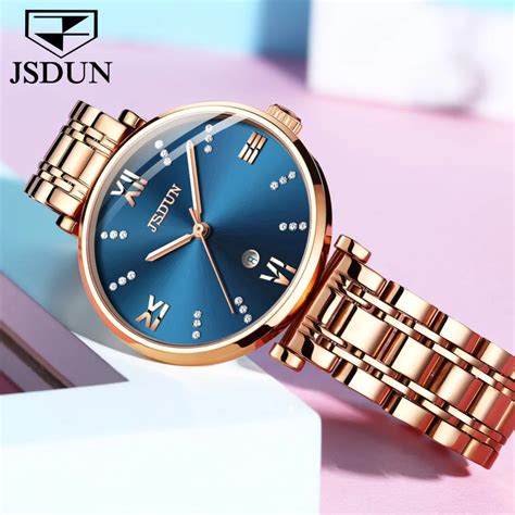 women auto date ladies watches rose gold stainless steel swiss