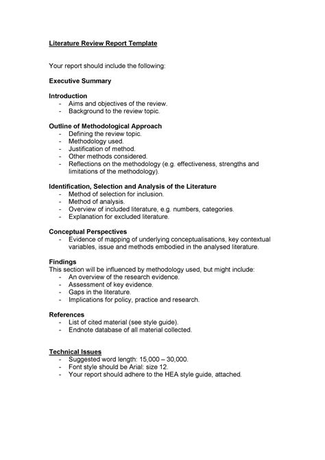 literature review template  literature review outline