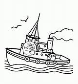 Coloring Boat Drawing Kids Tugboat Wuppsy Pages Drawings Book sketch template