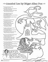 Coloring Lee Poems Poe Annabel Edgar Allan Pages Printable Poetry Poem Tweetspeakpoetry Kids Allen Heart sketch template