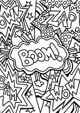 Coloring Pages Boom Zap Wow Pop Pow Kids Comic Printable Geeksvgs Adults Culture Book Doodle Drawing Report  Superhero Categories sketch template