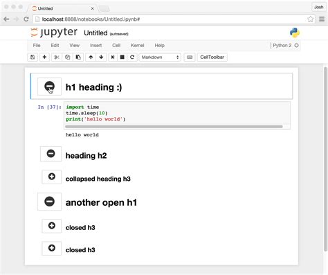 collapsible headings jupytercontribnbextensions  documentation