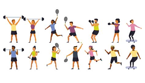 conjunto de dibujos animados de ejercicio  fitness de personas  vector en vecteezy