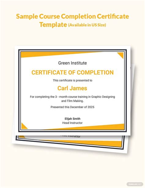 completion certificate templates design