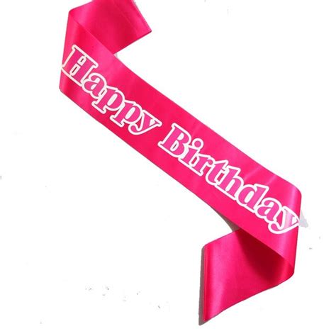 6pcs Lovely Pale Hot Pink Satin Ribbon Happy Birthday Event Sash Girls