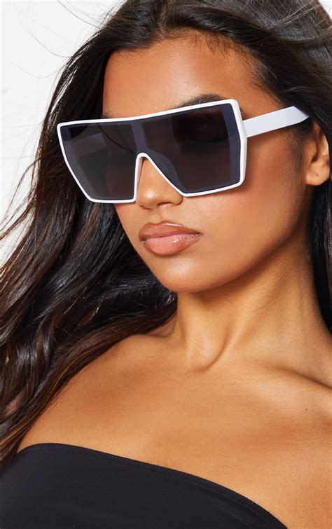 black contrast oversized square sunglasses prettylittlething usa