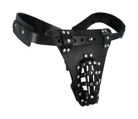 The Safety Net Leather Male Chastity Belt With Anal Plug