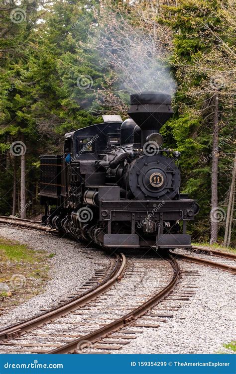 antique shay steam locomotives  wye cass railroad west virginia editorial stock image