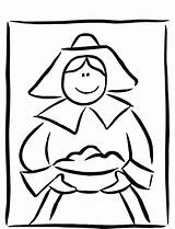 Pilgrim Girl Coloring sketch template