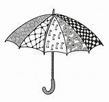 Umbrella Doodle Regenschirm Zentangle Ausmalen Zum Färbung Autumn Colorless Illustrationen Vektoren sketch template