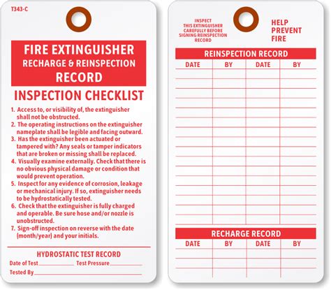 fire extinguisher inspection record tags fire extinguisher tags
