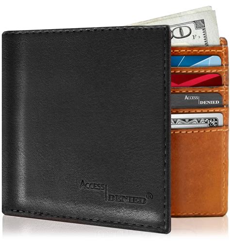 slim bifold wallet  id window wallet leather wallet