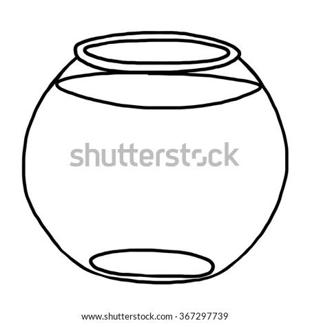fish bowl cartoon vector illustration black stock vector