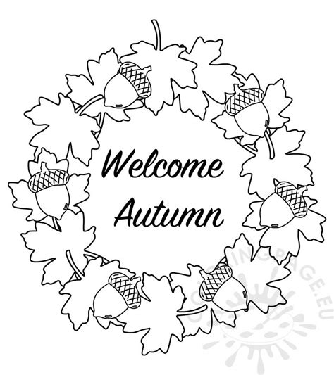 autumn  wreath  leaves coloring page