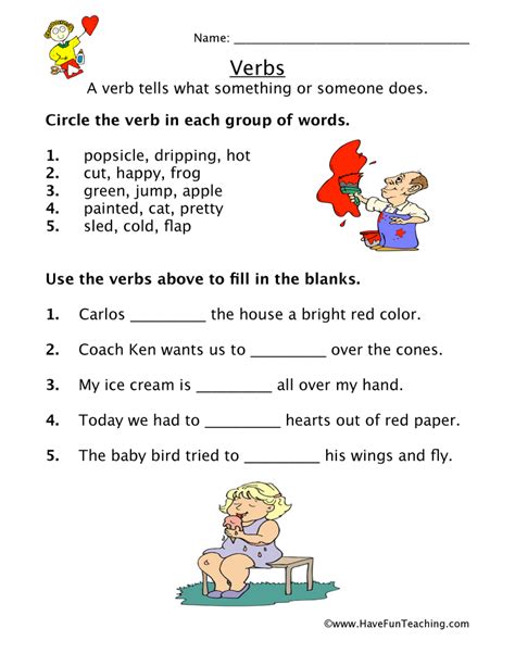resources english verbs worksheets