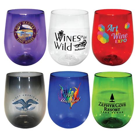 promotional 12 oz plastic stemless wine glass personalized with your