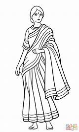 Indian Woman Coloring Drawing Pages India Girl Sari Clipart Saree Flag Kids Jamaican Drawings Printable Ancient Urgent Getcolorings Girls Color sketch template