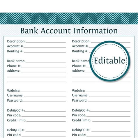 bank account information fillable instant
