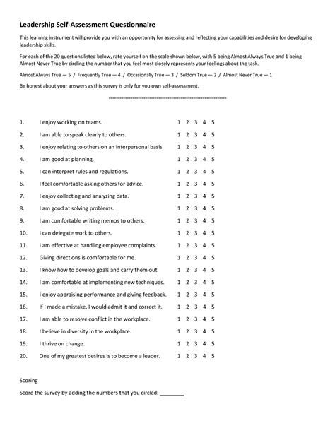 test  leadership  assessment questionnaire leadership