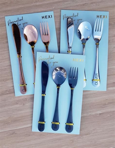 personalised childrens cutlery  tired hexi cutlery set unique