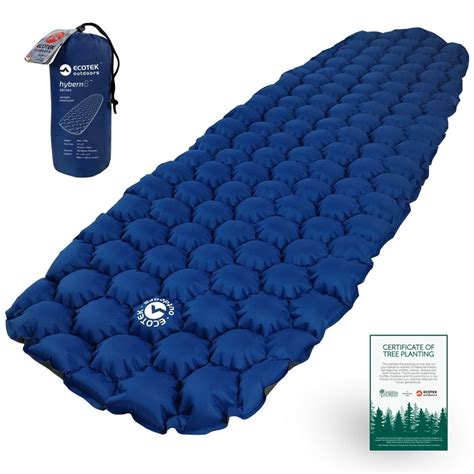 ecotek outdoors hybern ultralight inflatable sleeping pad  hiking