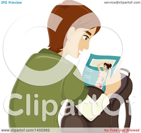 clipart of a caucasian teen guy looking at an adult