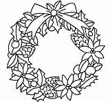 Christmas Coloring Flowers Wreath Coloringcrew sketch template
