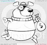 Bank Robbing Dog Cartoon Coloring Clipart Outlined Thoman Cory Vector Royalty Clipartof sketch template