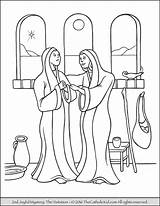 Joyful Mysteries Rosary Visitation 2nd Thecatholickid Colouring sketch template