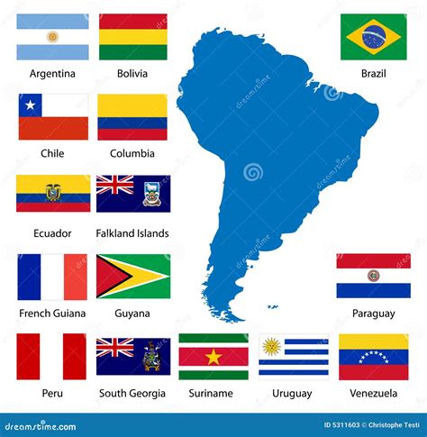 detailed south american flags stock  image