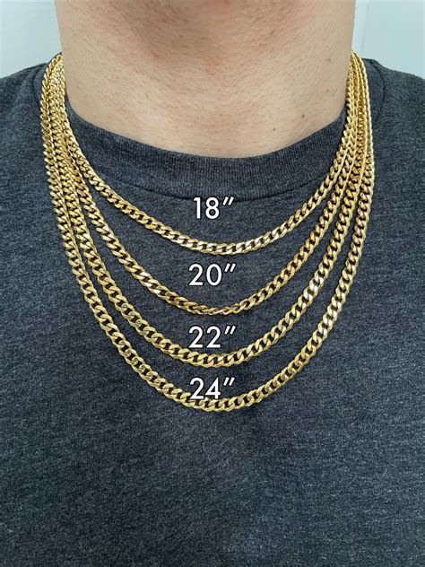gold mm cuban link chain necklace      stainless etsy