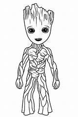 Galaxy Coloring Guardians Pages Kids Groot Simple Children Printable Super Heroes sketch template