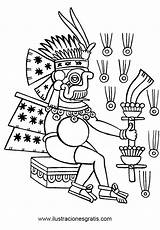 Aztec Aztecas Mythology Azteca Dios Goddesses Ehecatl Dioses Tláloc Viento sketch template