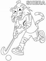 Coloring Hockey Shera Playing Pages Kids sketch template