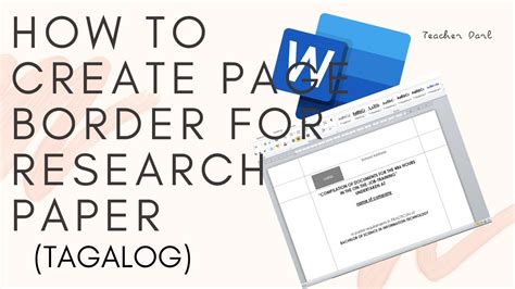 create  page border  research papers tagalog youtube