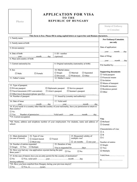 Hungary Visa Application Form Pdf Fill Out And Sign Printable Pdf