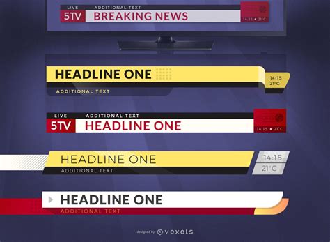 breaking news headlines graphic template set vector