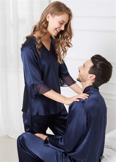 22 momme romantic silk couple pajamas sets couple