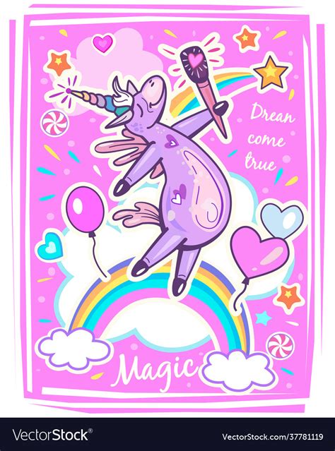 magical cute unicorn template royalty  vector image