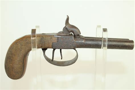 double barrel sxs pistol percussion antique firearm  ancestry guns