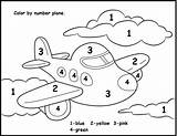Color Number Worksheet Worksheets Coloring Plane Preschool Transportation Kids Airplane Kindergarten Printable Air Transport Numbers Letter Pages Easy Math Activities sketch template