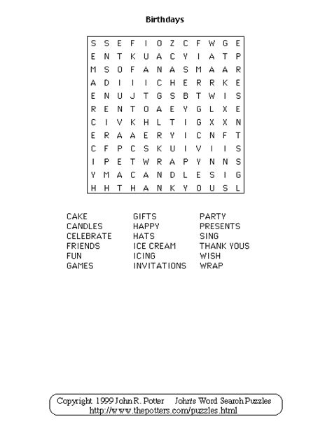 johns word search puzzles kids birthdays