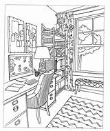 Coloring Interior Pages Room Book Bedroom Inspired Dream Colouring Printable Books Space Decorate Drawings Adult Choose Board Cute sketch template