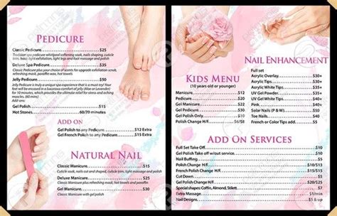 pages menus nails salon printing  nails salon salon print