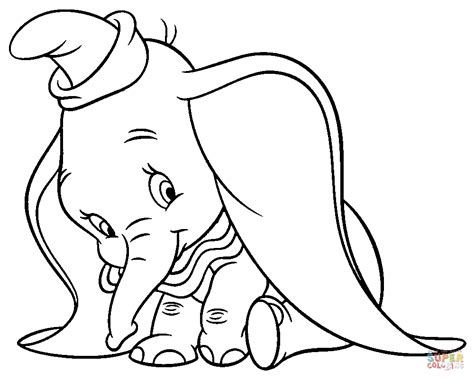 shy dumbo coloring page  printable coloring pages