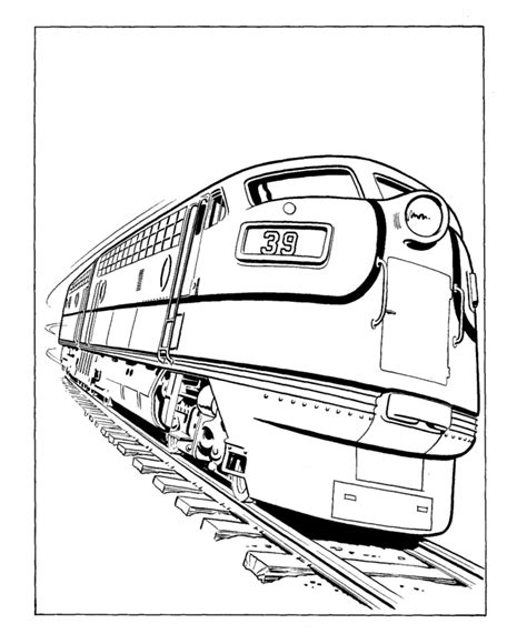 train  railroad coloring page sheets streamlined diesel engine